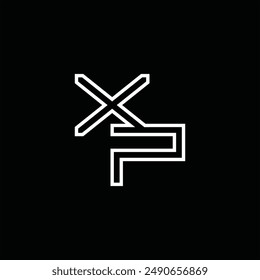Logo monogram with line style black background design template