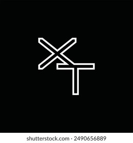Logo monogram with line style black background design template