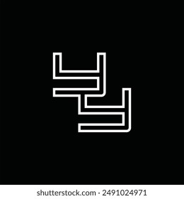 Logo monogram with line style black background design template