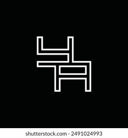 Logo monogram with line style black background design template