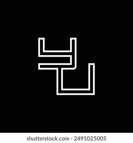 Logo monogram with line style black background design template