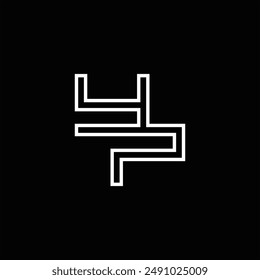 Logo monograma con estilo de línea de fondo negro diseño Plantilla