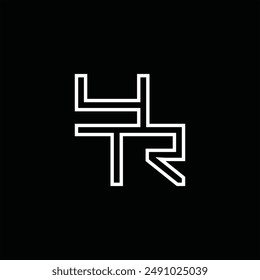 Logo monograma con estilo de línea de fondo negro diseño Plantilla