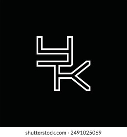 Logo monogram with line style black background design template