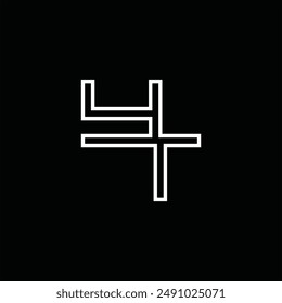Logo monogram with line style black background design template