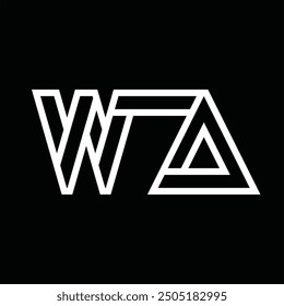 Logotipo monograma con estilo de línea espacio negativo sobre fondo negro