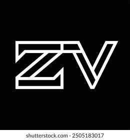 Logo monogram with line style negative space on black background