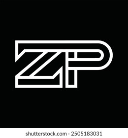 Logo-Monogramm mit Linienstil, negativem Leerzeichen auf schwarzem Hintergrund