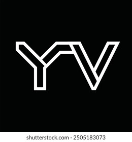 Logo monogram with line style negative space on black background