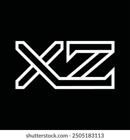 Logotipo monograma con estilo de línea espacio negativo sobre fondo negro