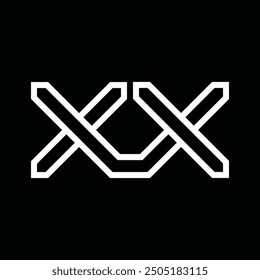 Logo-Monogramm mit Linienstil, negativem Leerzeichen auf schwarzem Hintergrund