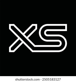 Logotipo monograma con estilo de línea espacio negativo sobre fondo negro