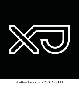 Logo-Monogramm mit Linienstil, negativem Leerzeichen auf schwarzem Hintergrund