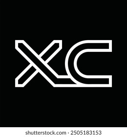 Logo monogram with line style negative space on black background