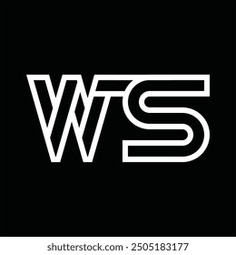 Logotipo monograma con estilo de línea espacio negativo sobre fondo negro