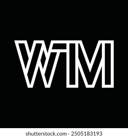 Logo monogram with line style negative space on black background