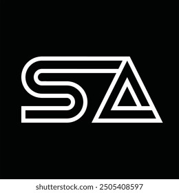 Logo-Monogramm mit Linienstil, negativem Leerzeichen auf schwarzem Hintergrund