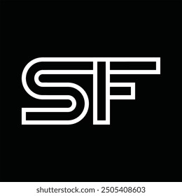 Logotipo monograma con estilo de línea espacio negativo sobre fondo negro