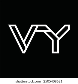 Logotipo monograma con estilo de línea espacio negativo sobre fondo negro
