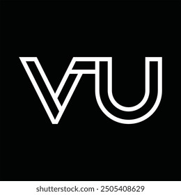 Logotipo monograma con estilo de línea espacio negativo sobre fondo negro