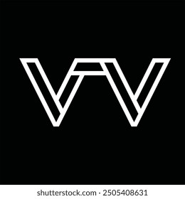 Logotipo monograma con estilo de línea espacio negativo sobre fondo negro