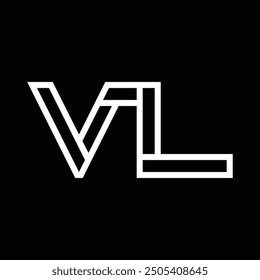 Logotipo monograma con estilo de línea espacio negativo sobre fondo negro