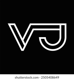 Logo-Monogramm mit Linienstil, negativem Leerzeichen auf schwarzem Hintergrund