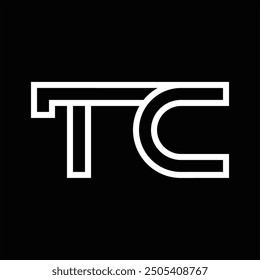 Logo monogram with line style negative space on black background