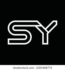 Logo monogram with line style negative space on black background