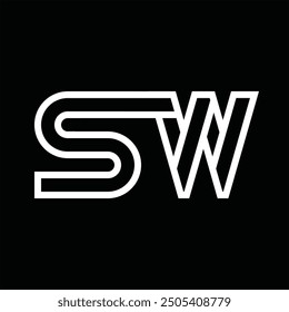 Logo monogram with line style negative space on black background