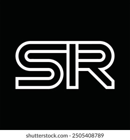 Logo-Monogramm mit Linienstil, negativem Leerzeichen auf schwarzem Hintergrund