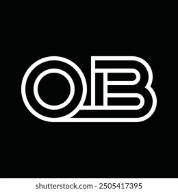 Logotipo monograma con estilo de línea espacio negativo sobre fondo negro