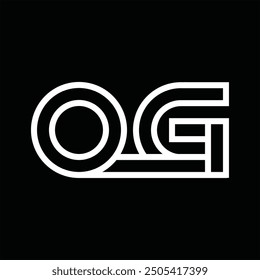 Logotipo monograma con estilo de línea espacio negativo sobre fondo negro