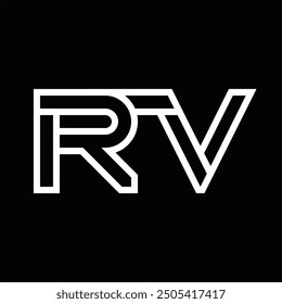 Logo-Monogramm mit Linienstil, negativem Leerzeichen auf schwarzem Hintergrund