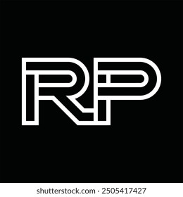 Logo-Monogramm mit Linienstil, negativem Leerzeichen auf schwarzem Hintergrund