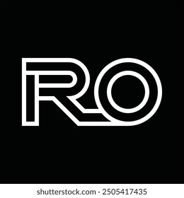 Logotipo monograma con estilo de línea espacio negativo sobre fondo negro
