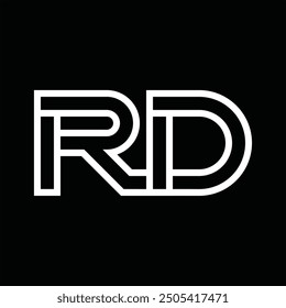Logotipo monograma con estilo de línea espacio negativo sobre fondo negro