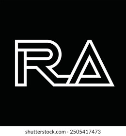 Logo-Monogramm mit Linienstil, negativem Leerzeichen auf schwarzem Hintergrund