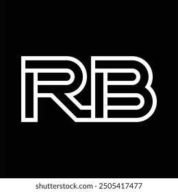 Logotipo monograma con estilo de línea espacio negativo sobre fondo negro