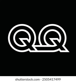 Logotipo monograma con estilo de línea espacio negativo sobre fondo negro