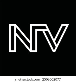 Logo monogram with line style negative space on black background