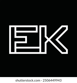 Logotipo monograma con estilo de línea espacio negativo sobre fondo negro