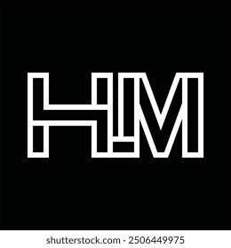 Logo-Monogramm mit Linienstil, negativem Leerzeichen auf schwarzem Hintergrund