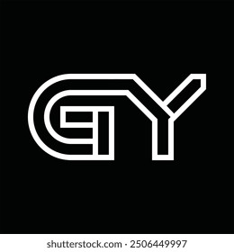 Logo monogram with line style negative space on black background