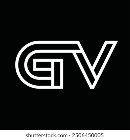 Logo monogram with line style negative space on black background