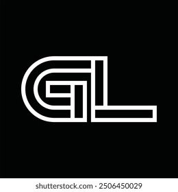 Logo monogram with line style negative space on black background