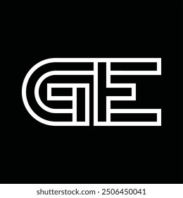 Logo-Monogramm mit Linienstil, negativem Leerzeichen auf schwarzem Hintergrund
