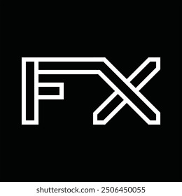 Logotipo monograma con estilo de línea espacio negativo sobre fondo negro