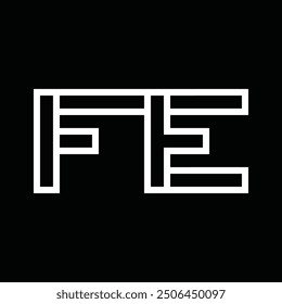 Logotipo monograma con estilo de línea espacio negativo sobre fondo negro