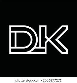 Logotipo monograma con estilo de línea espacio negativo sobre fondo negro